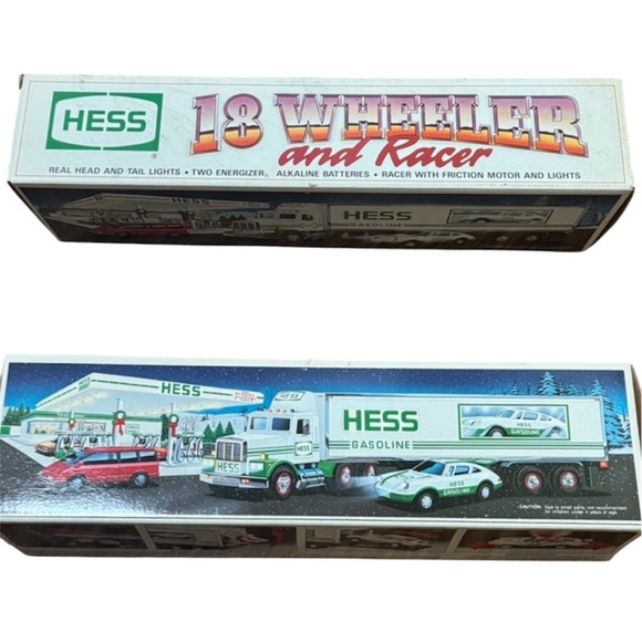 Vintage Hess 1992 18 Wheeler and Racer collectible toy new in box